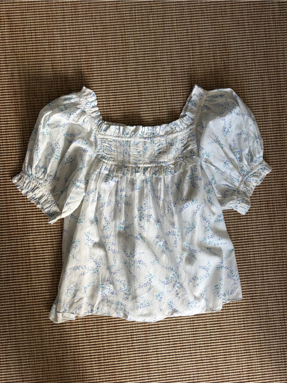 Doen Farley Cotton Ruffle Shoulder Sleeve Blouse Top Blanc Bluebell Ballad White - Picture 5 of 7